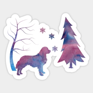 Golden Retriever Winter Art Sticker